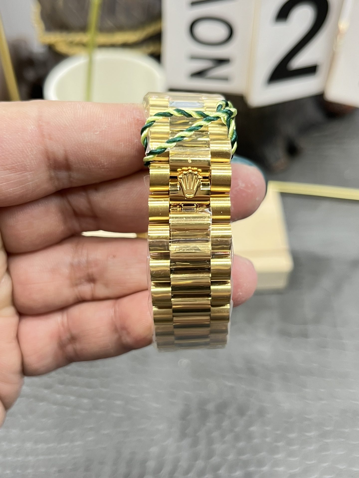 Rolex Day-Date 36 – Yellow Gold - Diamond-paved 128238 Super Clone - Image 6
