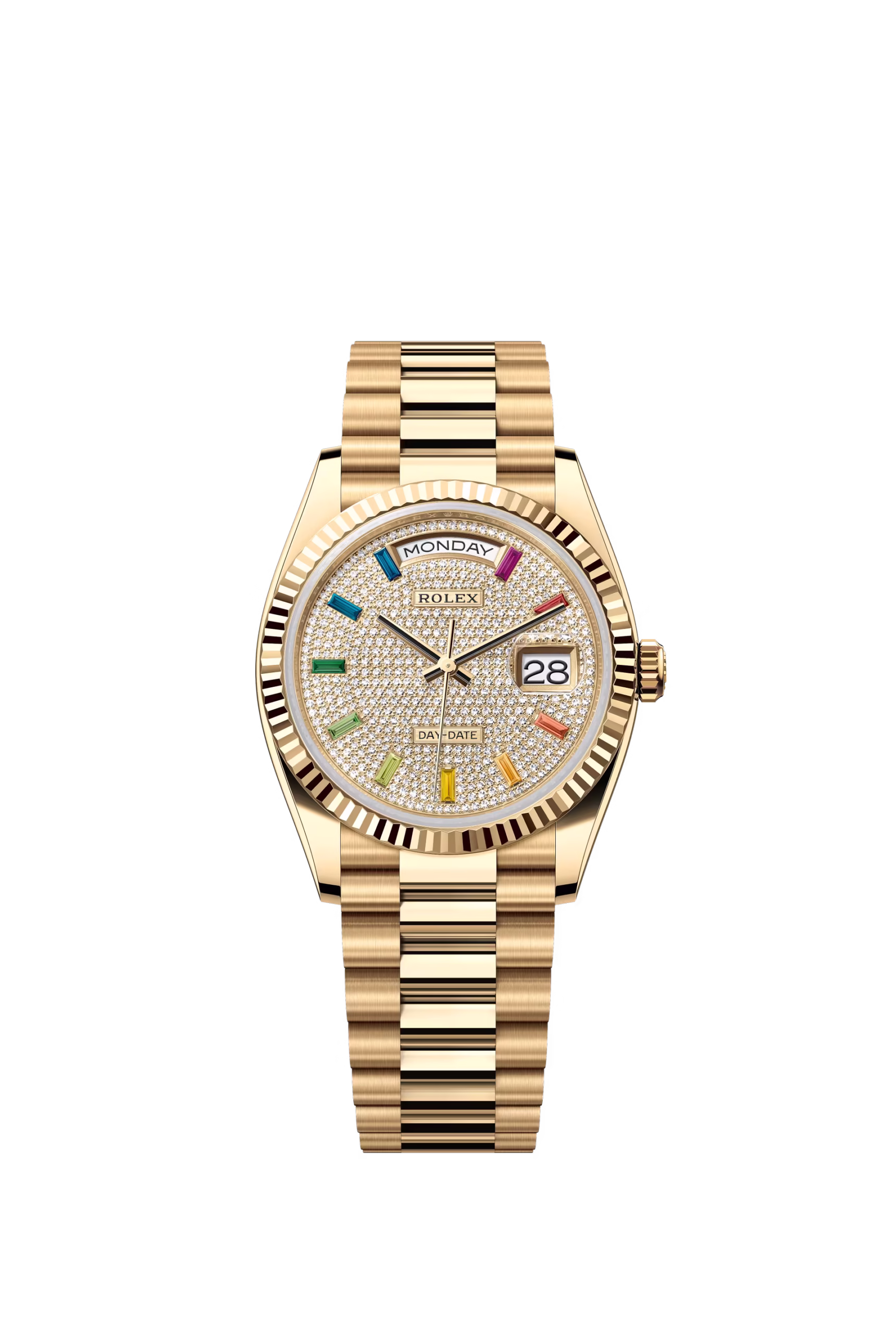 Rolex Day-Date 36 – Yellow Gold - Diamond-paved 128238 Super Clone