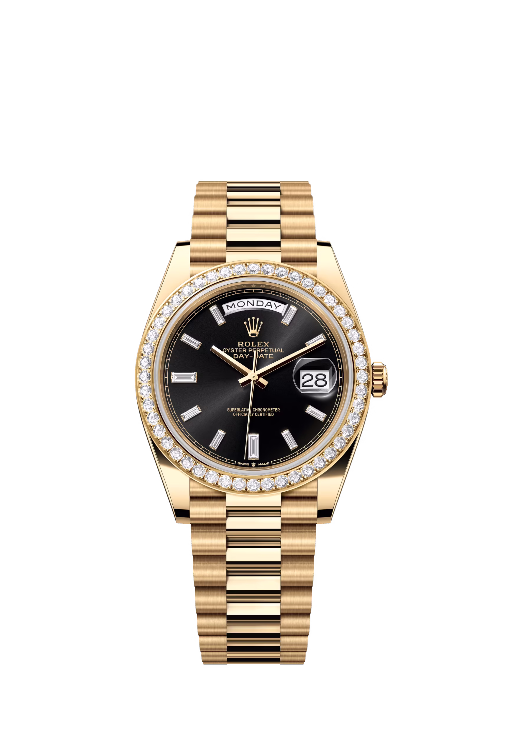 Rolex Day-Date 40 – Yellow Gold Diamond Bezel Ref: 228348RBR Super Clone